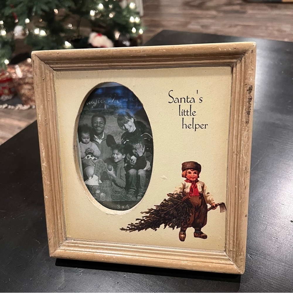Santa’s Little Helper Decoupaged Christmas Photo Frame